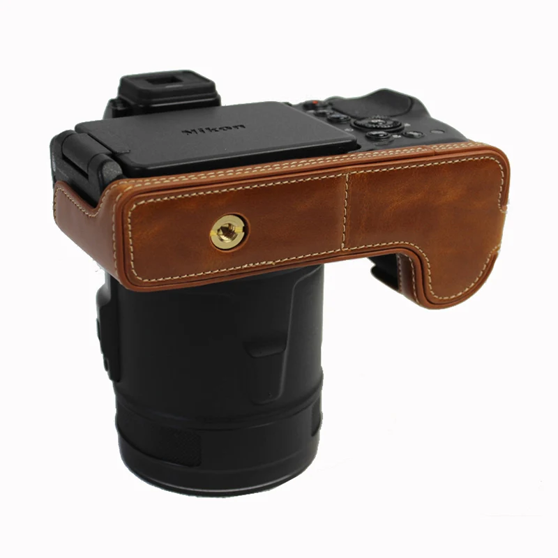 Чехол из искусственной кожи для камеры Nikon P900S P900 наполовину закрытый комплект с