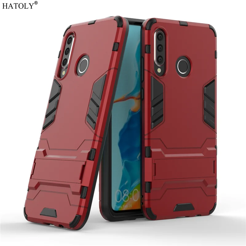 Противоударный чехол бампер для Huawei P30 Lite с держателем робота подставка