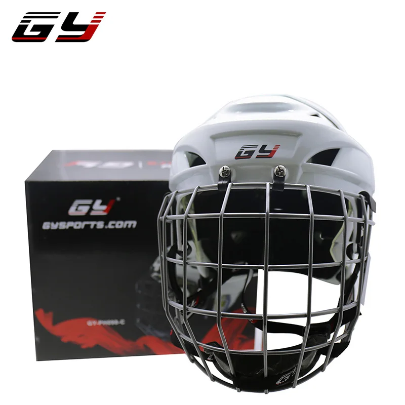 GY SPORTS CE Сертификация Профессиональное хоккейное снаряжение Регулируемый хоккейный шлем для взрослых хоккейный шлем