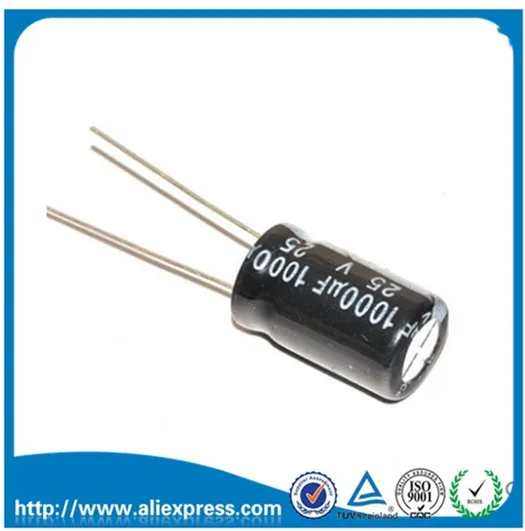 

10PCS Aluminum electrolytic capacitor 1000 uf 25v size 10*17mm 25 V / 1000 UF Electrolytic Capacitor 1000UF 25V