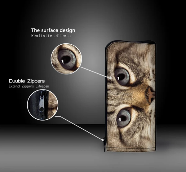 Милый чехол карандаш FORUDESIGNS с животными кошками косметичка из денима для макияжа