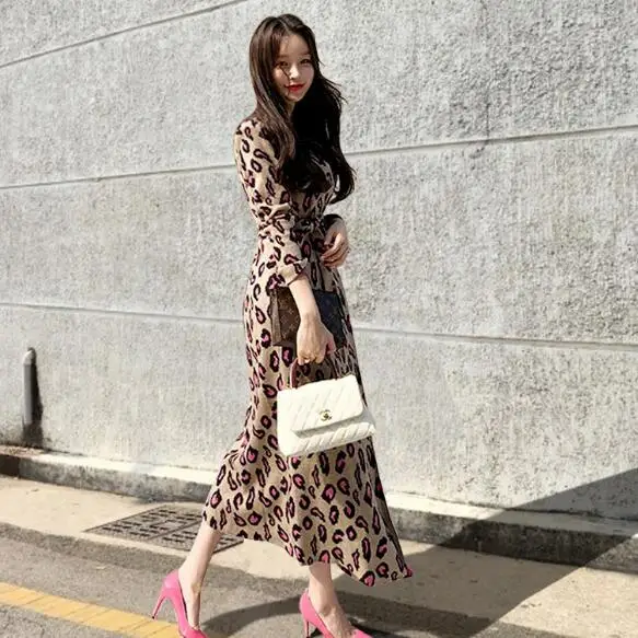 Элегантное Длинное трикотажное платье с поясом зимнее женское длинным рукавом