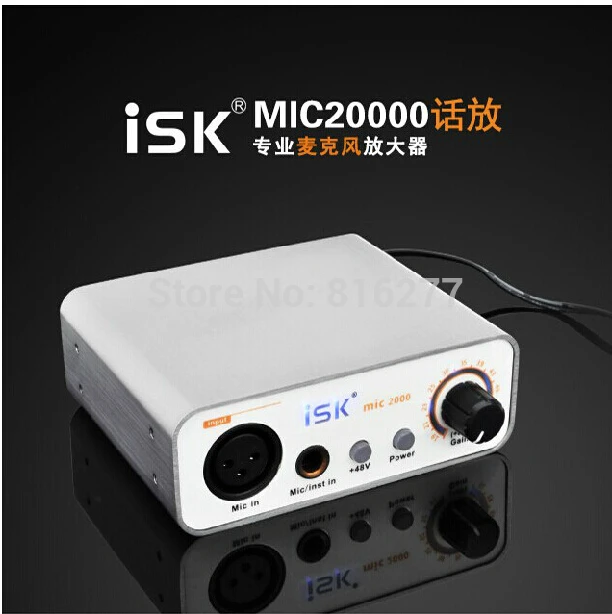 Оригинал ISK mic2000 микрофонный предусилитель с 48 В Phantom Мощность питания для записи
