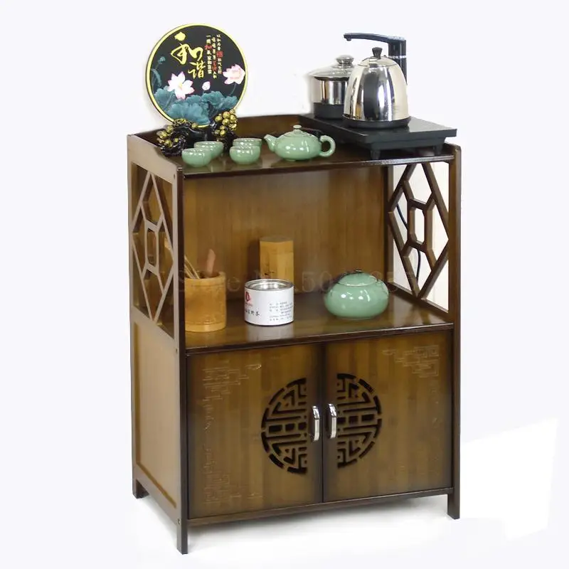 Simple bamboo sofa side mini coffee table tea rack tea cabinet removable side cabinet tea table corner table burning table