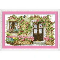 everlasting love rose cabin chinese cross stitch kits ecological cotton stamped printed 11ct diy new year christmas decorations