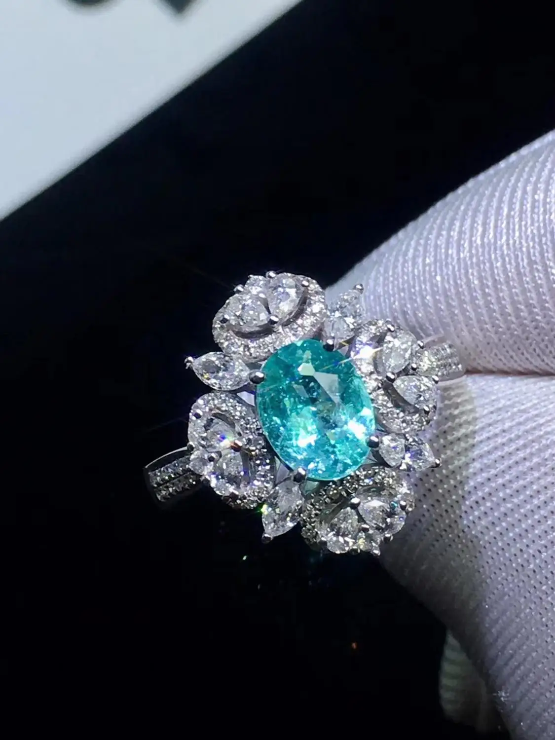 Paraiba турмалиновый кулон, чистое золото 18 К, ювелирные изделия, настоящий Paraiba турмалин, драгоценный камень 0.91ct AGL сертификат, кулон, ожерелья