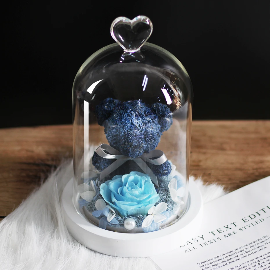 Плюшевый мишка Ewige Erhalten Rose Guardian Bear Immortal Flora светодиодный Licht Rose в стекле Рождественский подарок подарки на день Святого Валентина