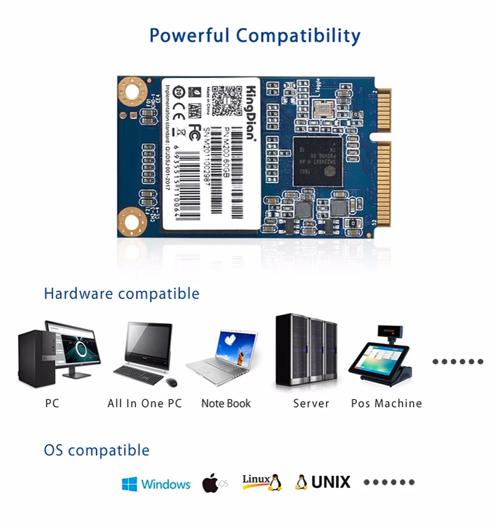 KingDian 60 Гб 64 Гб SSD жесткий диск Внутренний твердотельный диск мини pcie карточка mSATA для ПК настольный ноутбук