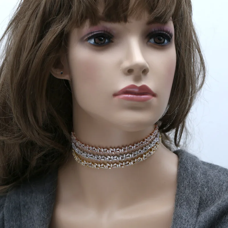 Популярный ААА фианит багет колье для женщин изготовлено вручную Регулируемая