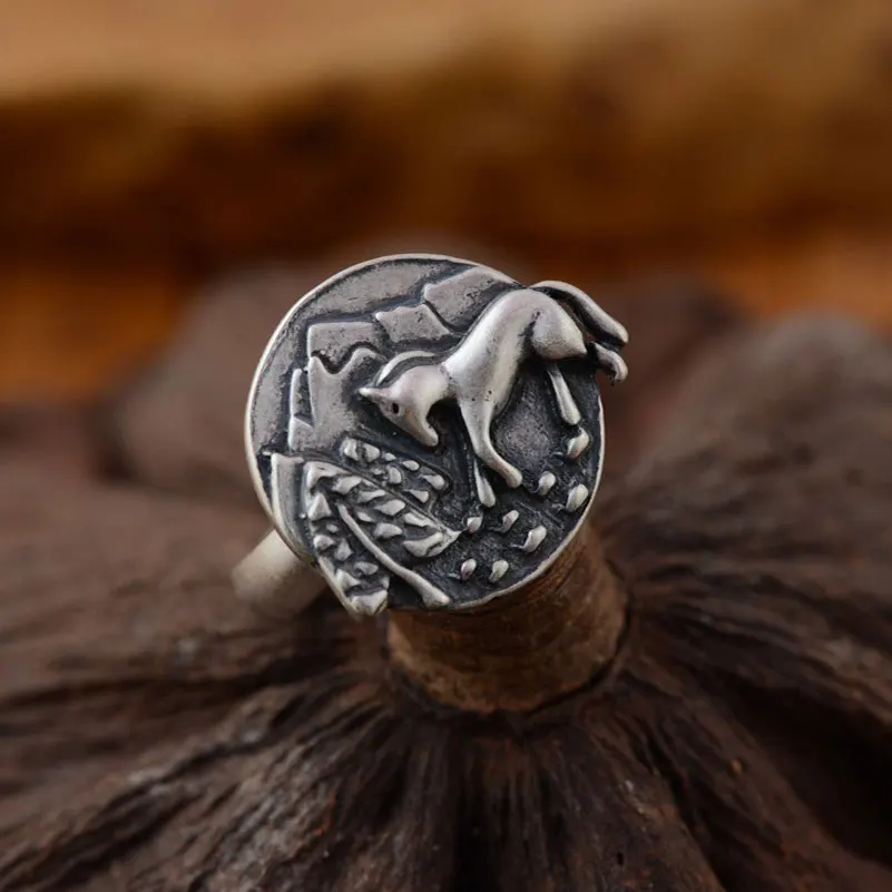 Женское кольцо из серебра 100% пробы регулируемый размер|thai silver ring|horse ringrings for women |