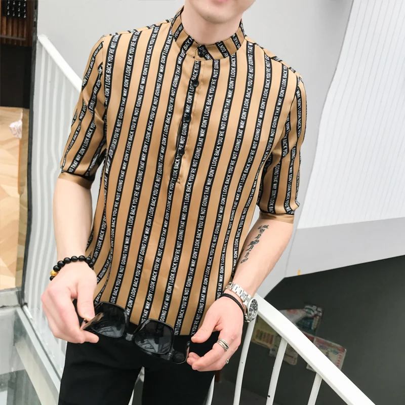 Мужская рубашка в полоску необычный Графический рукав комплект свободная с