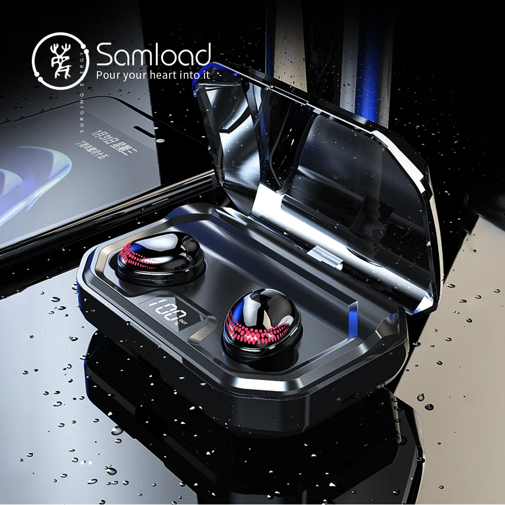 Samload, настоящие беспроводные стерео наушники, Bluetooth 5,0, наушники в ухо, наушники с сенсорным управлением, 3000 мАч, зарядная коробка для iPhone