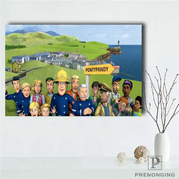 Canvas Poster Холст постер из шелковой ткани Пожарный Сэм на заказ бумага Классическая картина ретро ПЕЧАТЬ Плакаты Плакат домашний Декор#190114 - Цвет: Canvas Poster