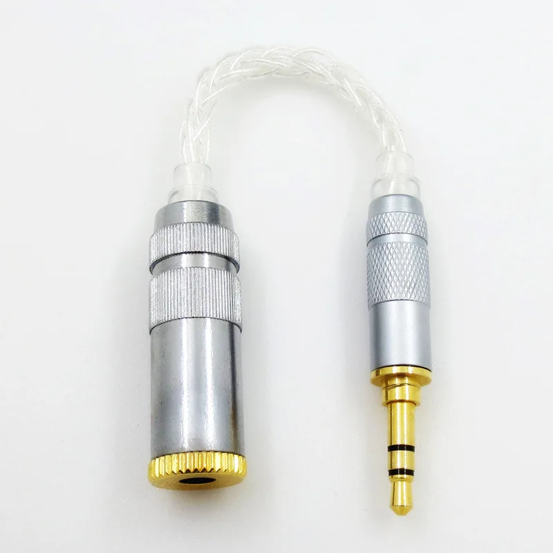 3.5mm to 4.4mm Новое качество 6N медный Серебряный сбалансированный штекер 2,5 3,5 4,4 мм Мужской Женский аудио кабель HIFI адаптер провод использовать для наушников mp3-плеер - Цвет: 3.5mm to 4.4mm