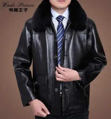 

Winter motorcycle faux leather jacket men medium-long clothes jaqueta de couro masculino velvet thickening large fur collar
