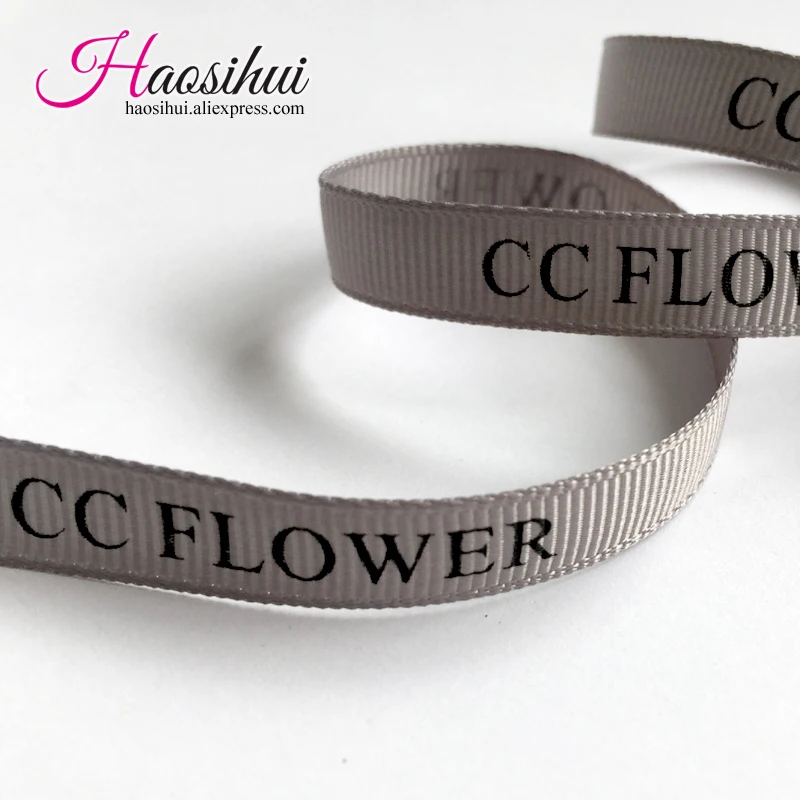

HAOSIHUI Free Design 1/4''(6mm) Grosgrain Ribbon Customized Logo Printed Decoration Personalized Wedding 100yard/lot