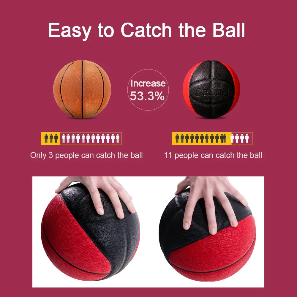 

Kuangmi Basketball PU leather game training Ball Indoor Outdoor size 7 Free With Net Bag+ Needle