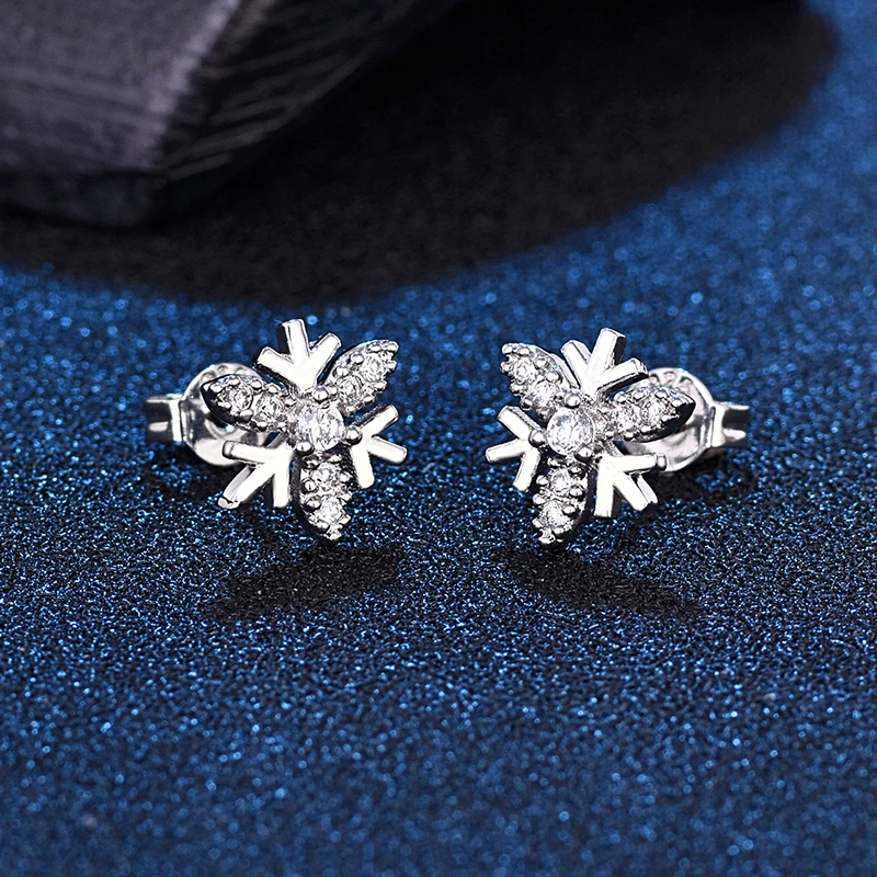 Hot Fashion Earrings Girls Earring Bijoux Splinter Stud For Women Wedding Jewelry Snowflake CZ Wholesale New 2018 | Украшения и