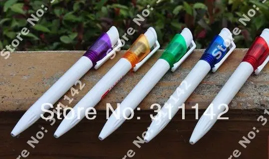 Новый тип белая рекламная Толстая пластиковая шариковая ручка отпечаток