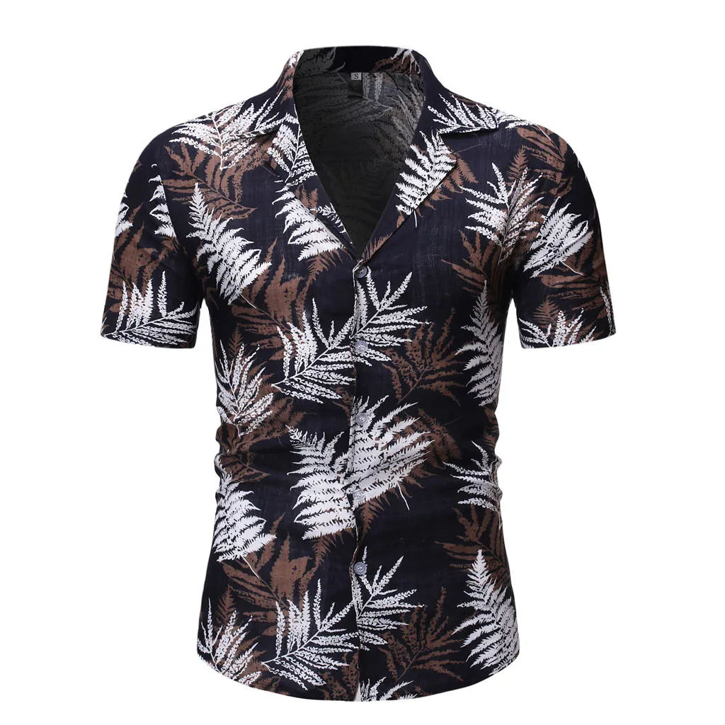Camisa masculina 2019 модная мужская повседневная рубашка на пуговицах с гавайским