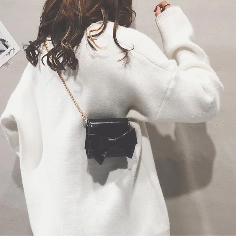 Moeluohouse милая сумка для женщин crossbody лук девушка цепи Hasp клапаном раза корейский