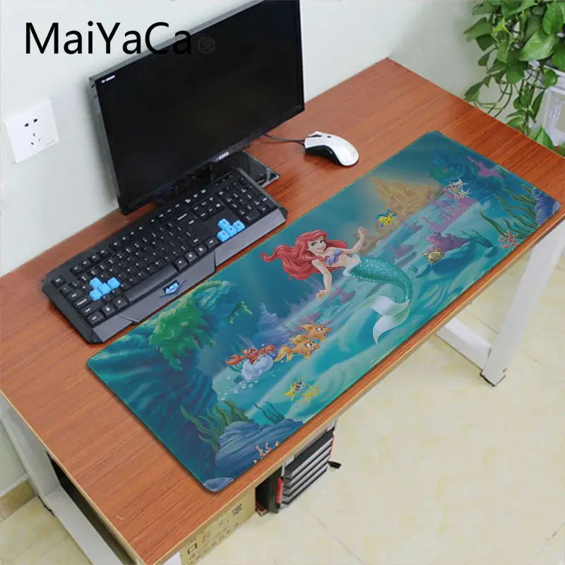 Lock Edge 30X70cm Maiyaca Принцесса Ариэль Русалочка анти-скольжение прочный резиновый Аниме Коврик для мыши 700x300 мм геймер большой Офисный Компьютерный стол коврик - Цвет: Lock Edge 30X70cm
