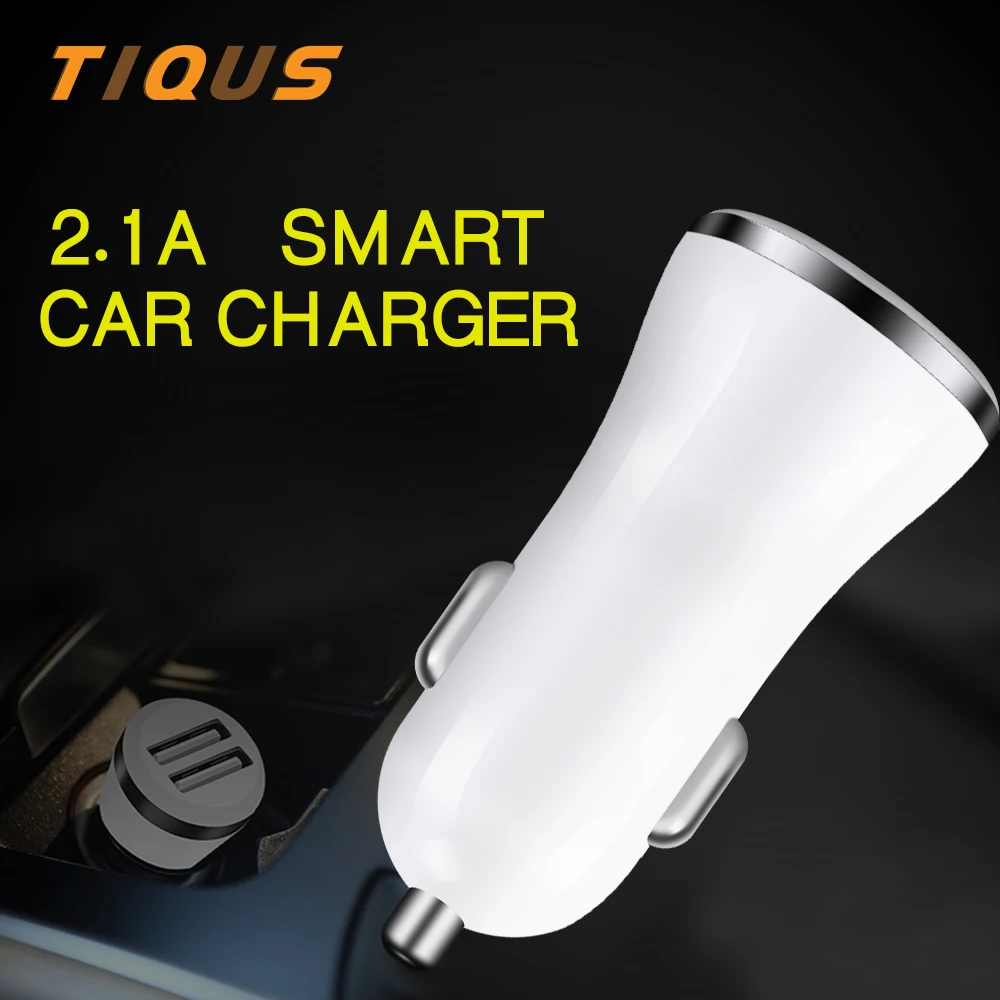 Автомобильное зарядное устройство TIQUS 2.1A 24V Dual USB для iPhone X 8 Plus автомобильное с