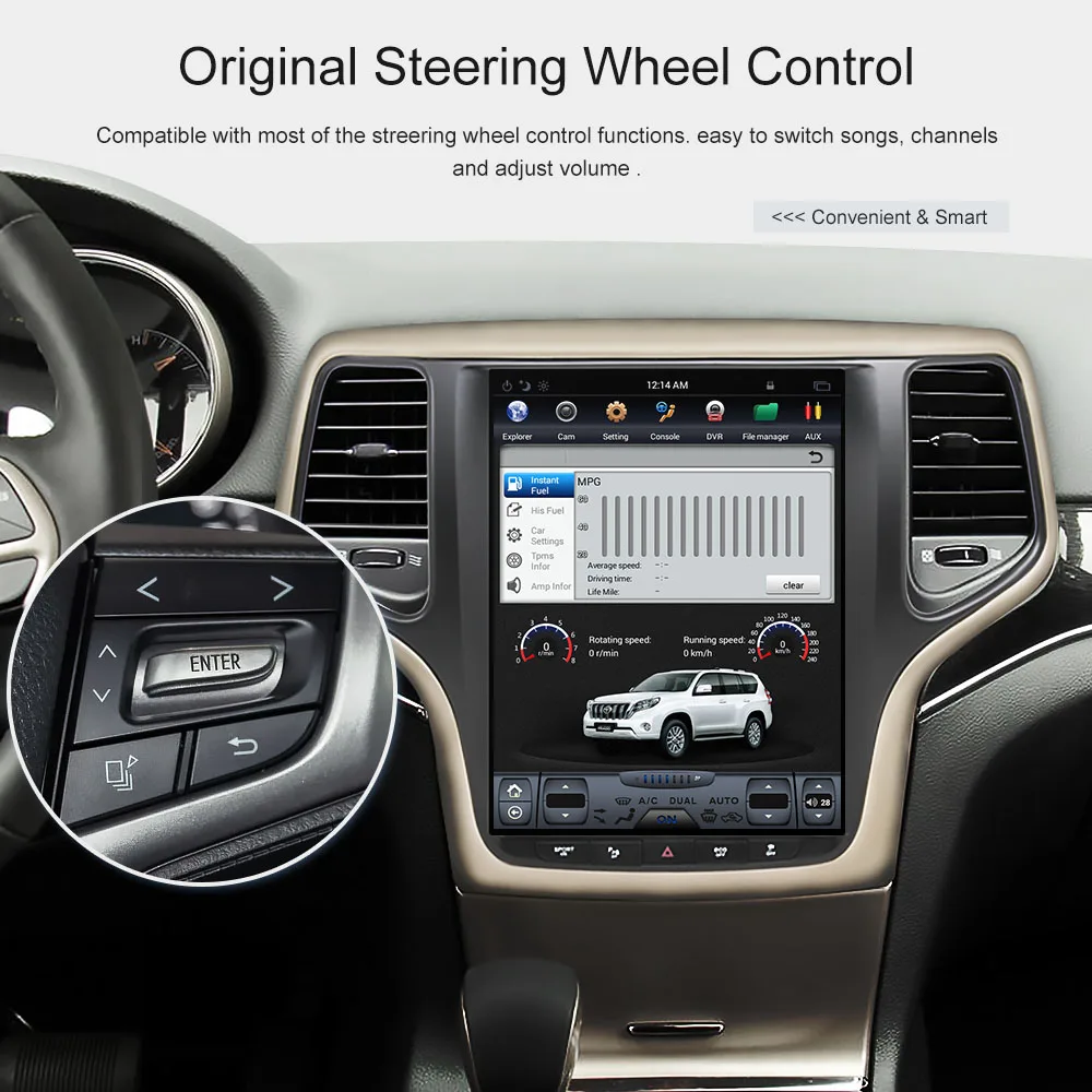 Android Tesla стиль Автомобильный GPS навигатор для JEEP Grand Cherokee 2014-2018 золотой и черный