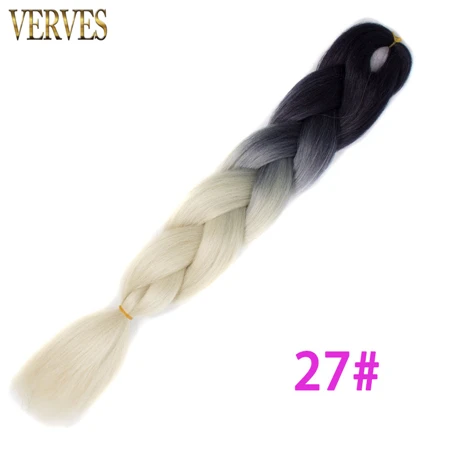 VERVES плетение волос 5 шт./упак. 24 ''большие синтетические косы 100 г/шт. ombre Цвет термостойкие волокна для наращивания волос - Цвет: P1B/613