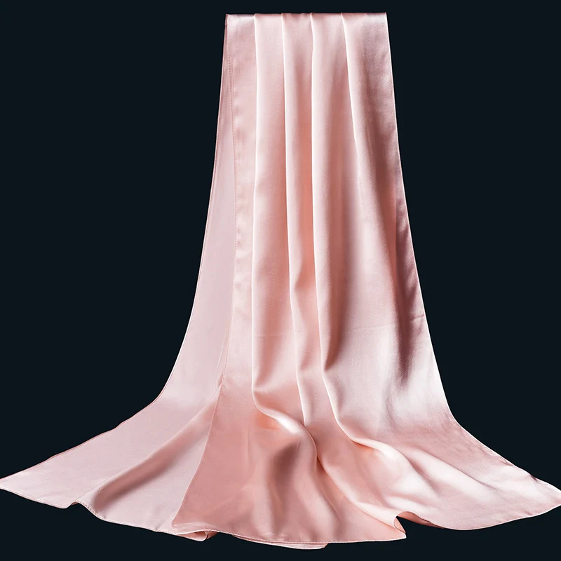 Натуральный шелк роскошный женский шарф натуральный шелк из Ханчжоу шаль, Обёрточная бумага для дам сплошной Платки Женский шарф Шелковый платок - Цвет: Pink