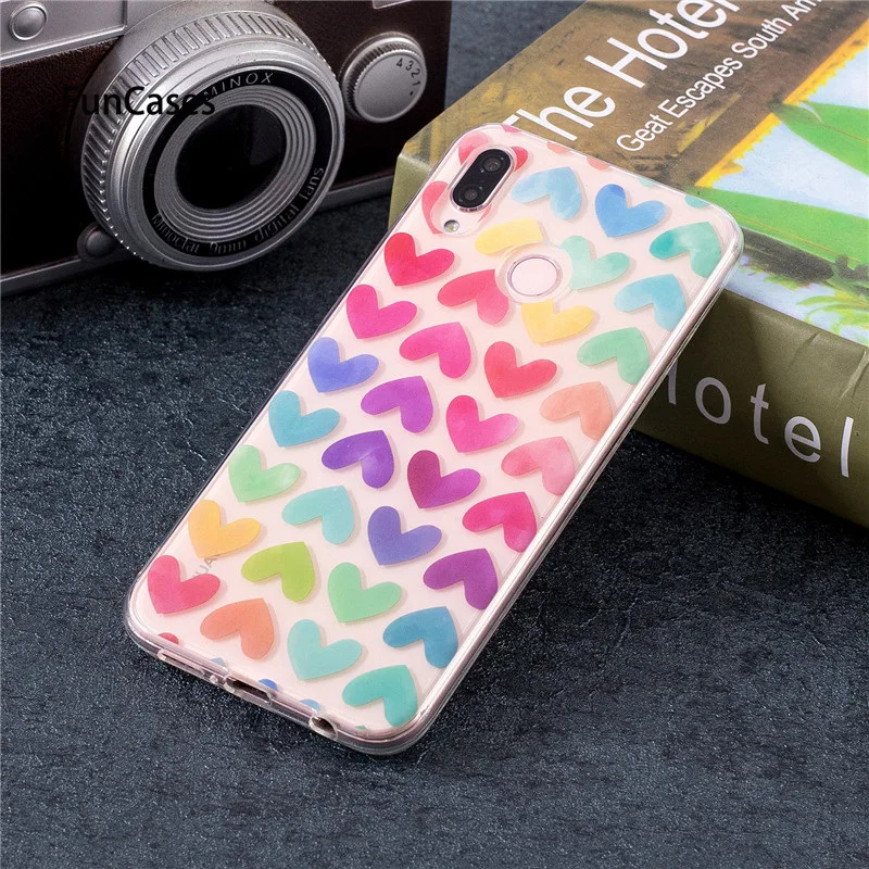 P20lite Единорог силиконовый чехол на Coque huawei P20 Lite прозрачный мягкий ТПУ милые