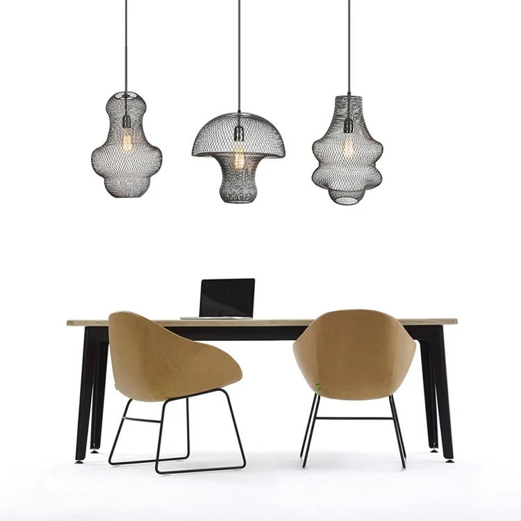 Современные подвесные светильники в виде черной клетки железные