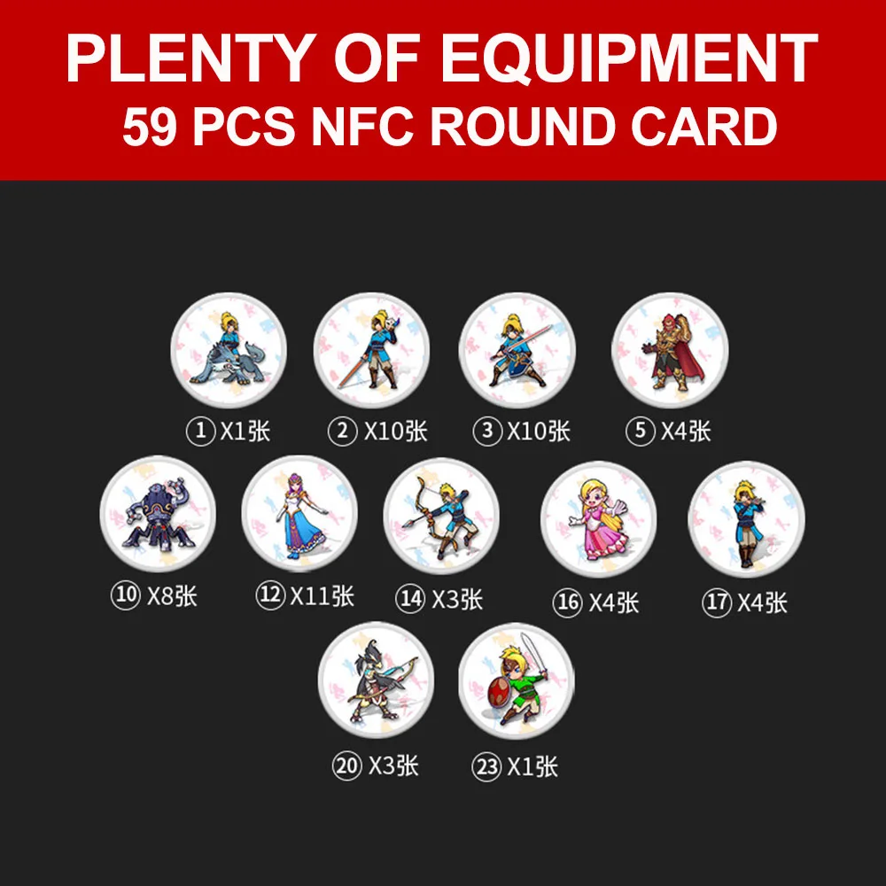 59pcs equipment Игровая карта amiibo совместимая огненная эмблема: threehouse Zelda NFC круглая карта NS switch Super Odyssey - Цвет: 59pcs equipment