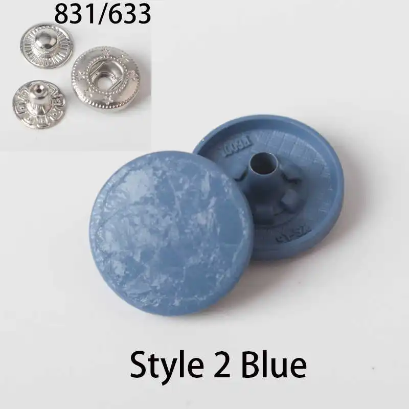 style2-blue 10 шт. 15 мм латунная защелкивающаяся заклепка 831/633 Тип швейная кожаная Кнопка Ремесло для одежды аксессуар для одежды Сделай Сам Q27 - Цвет: style2-blue