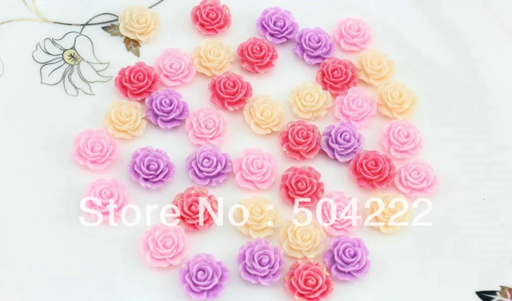 Смешанные розовые кабошоны из смолы 200 шт. (18 мм) с золотым блестящим покрытием