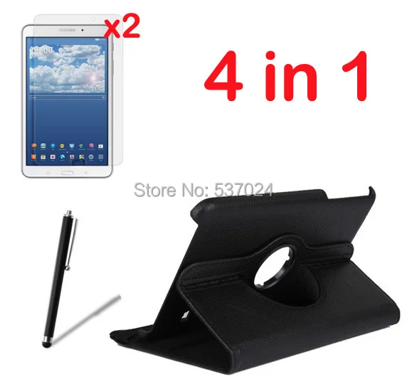 4в1 вращающийся 360 градусов Folio Stand кожаный чехол + 2x прозрачные пленки Стилус для