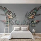 Настенные 3D обои с тиснением, крылья перьев, абстрактное искусство, настенная живопись, гостиная, ТВ, фон, фото, настенная бумага