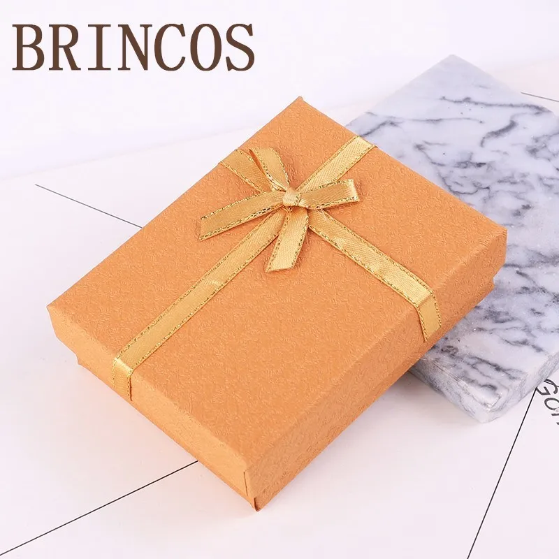 9X7X3cm Высокое качество декоративные кольца бумажные квадратный серьги хранения ожерелье Обручальное разноцветный браслет Подарочная коробка лук - Цвет: 9X7X3cm