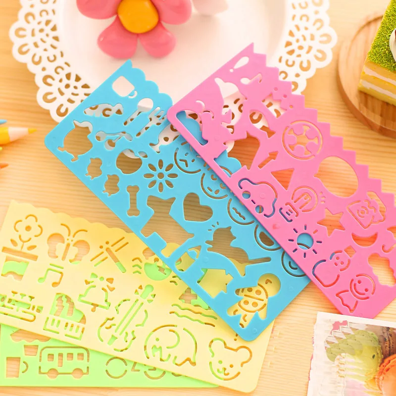 Multifunctional Ruler Student Stationery Cute Drawing Cartoon Art Painting Gift for Children Educational Toy 4Pcs | Игрушки и хобби