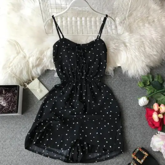 Женский белый комбинезон AE211 в горошек черный и красный цвета лето 2019|Комбинезоны