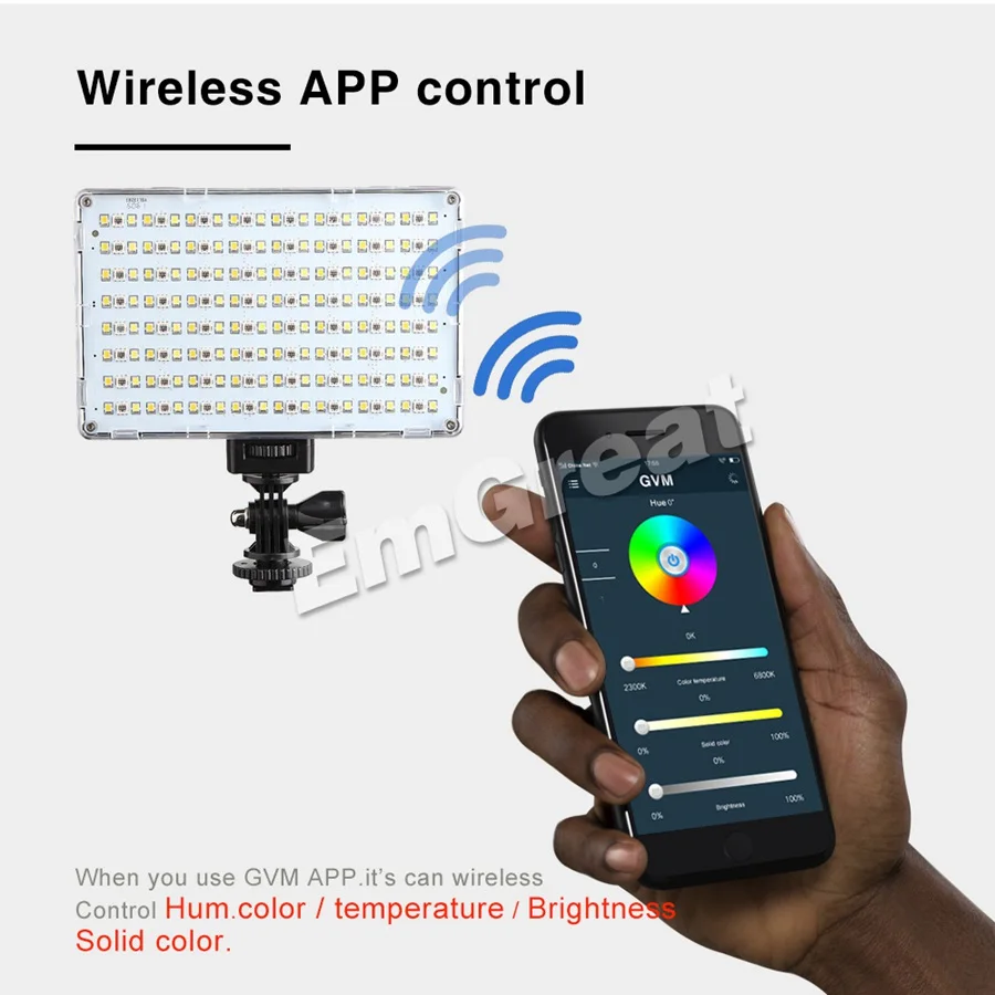 GVM RGB-10S 10 Вт RGB светодиодный накамерный видео светильник ЖК-дисплей CRI 95+ биколор управление приложением с батареей для камеры sony Canon Nikon