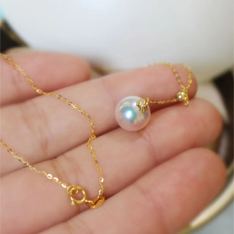Sinya Классическая AU750 18 К серьги с золотым жемчугом ожерелье fine jewelry комплект для женщин девушки lover с естественный идеально круглый жемчуг