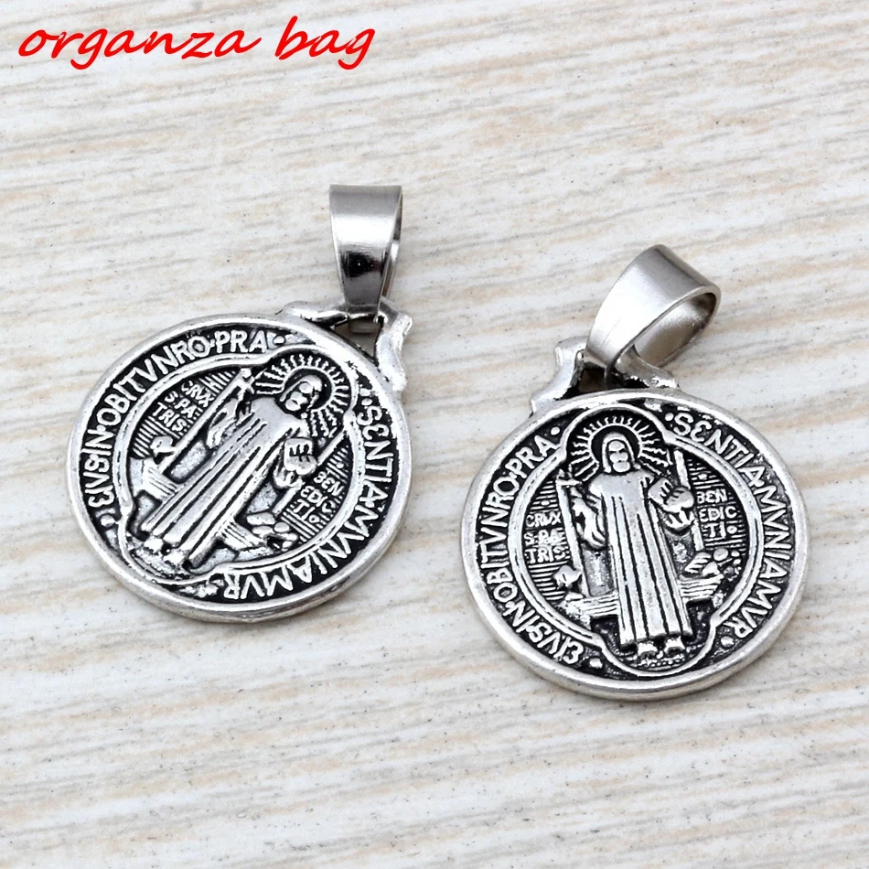 Hot ! 100pcs Saint Benedict Medal Alloy Charms Big Hole Beads Fit European Charm Bracelet Jewelry 18 X27MM | Украшения и