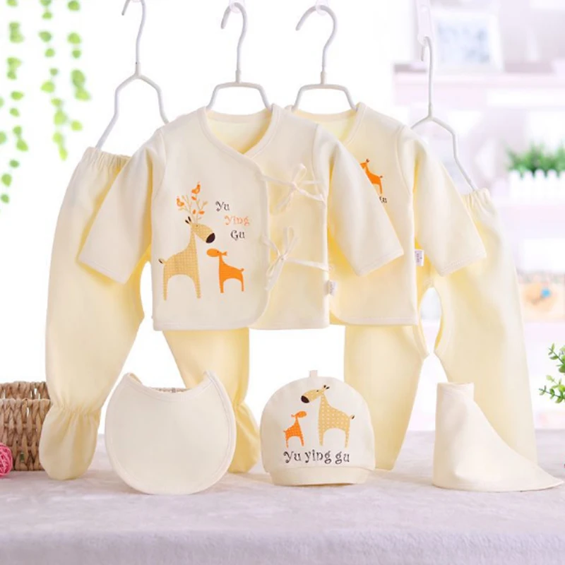 Newborn Baby Clothing Sets 0-3M Spring Girls Boys Clothes Gift Infant Cotton Cartoon Underwear Toddler Outfits7pcs/set | Детская одежда