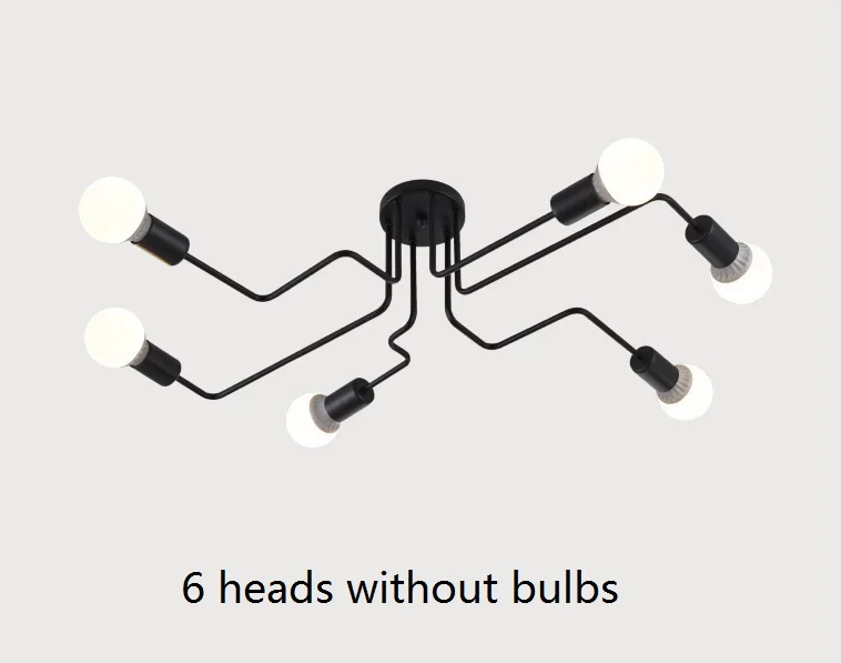 6 heads Светодиодный светильник-люстра, люстра, винтажный светодиодный светильник, промышленный, для кухни, гостиной, черный, Avize, современный плафон, ночник - Цвет абажура: 6 heads