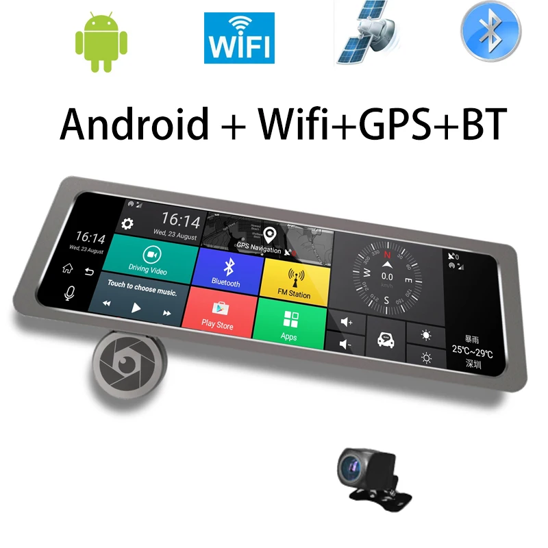 4G wifi Автомобильный видеорегистратор 10 ''ADAS android dashcam gps навигация видео