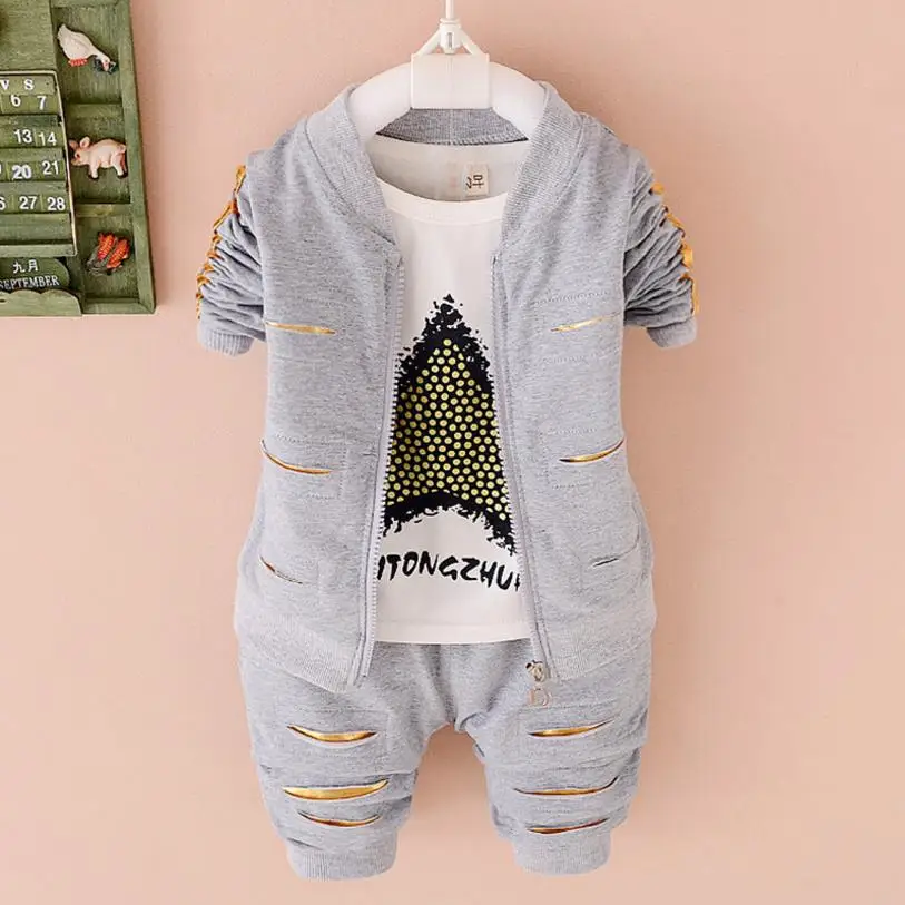 Комплект одежды для мальчиков хлопковый спортивный костюм с длинным рукавом на