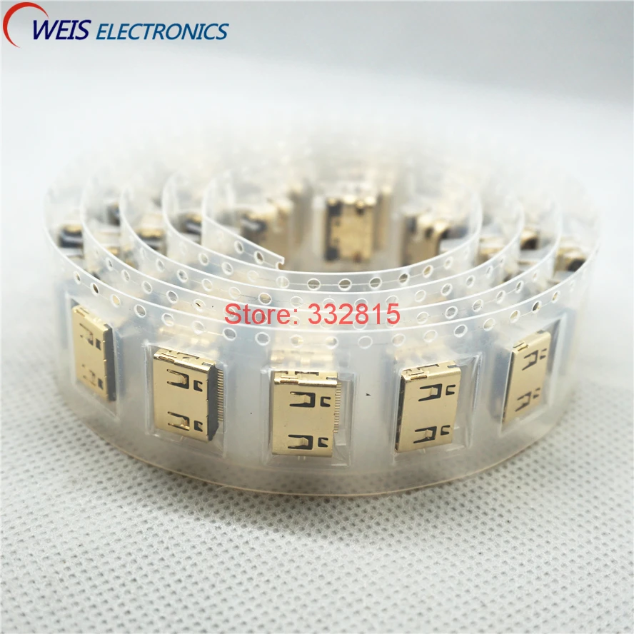 10 шт. мини-гнездо для hdmi 19 P 19PIN HD разъем передачи DIP 4 ножки лучшее качество! ROHS