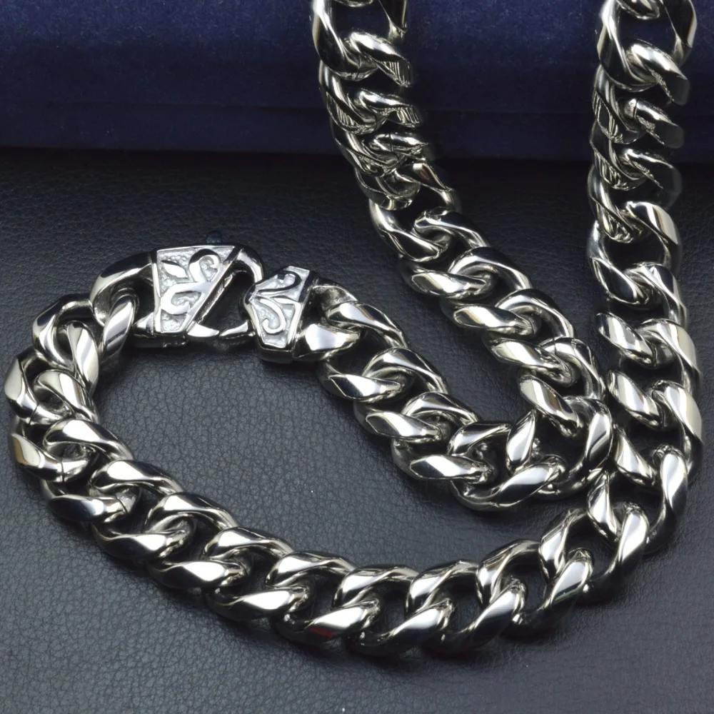 

N336 316L Stainless steel Mens Necklace Cuban Curb Chain 60cm x 13mm
