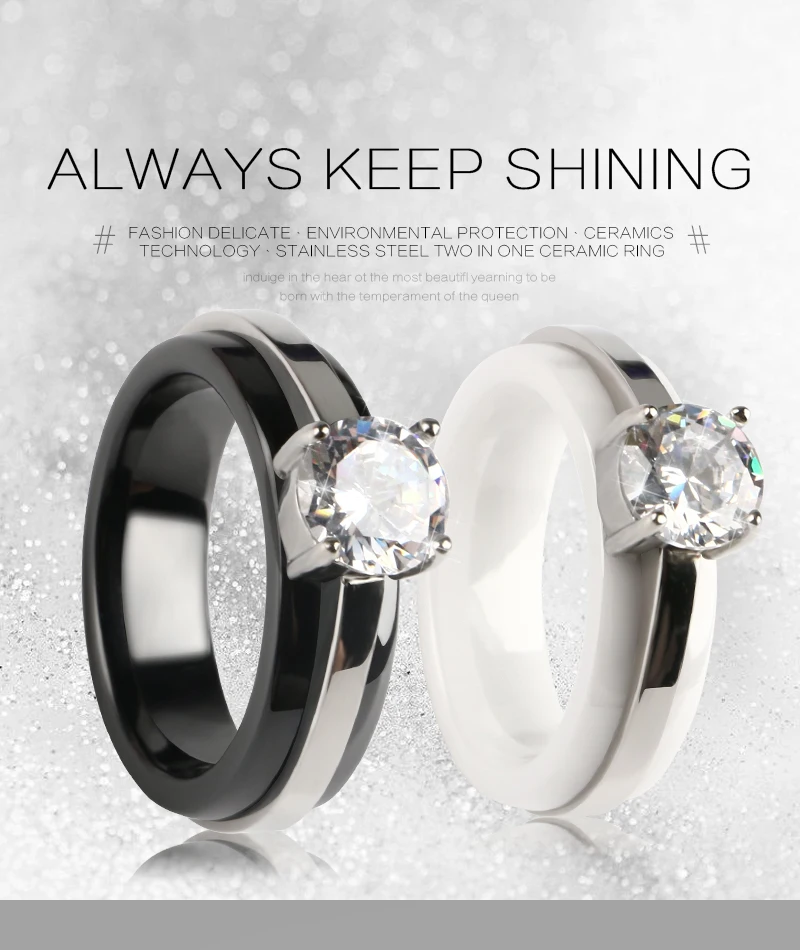 2.0ct AAA циркон обручальные кольца для женщин серебряный цвет 316 нержавеющая сталь керамические кольца женские anel Австрийские кристаллы ювелирные изделия